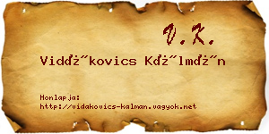 Vidákovics Kálmán névjegykártya