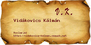 Vidákovics Kálmán névjegykártya